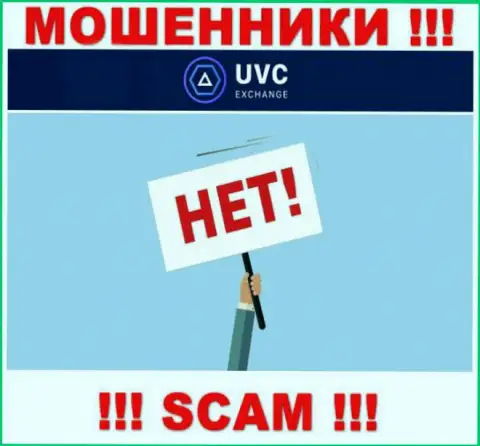 На веб-портале шулеров UVC Exchange не имеется ни единого слова о регуляторе конторы