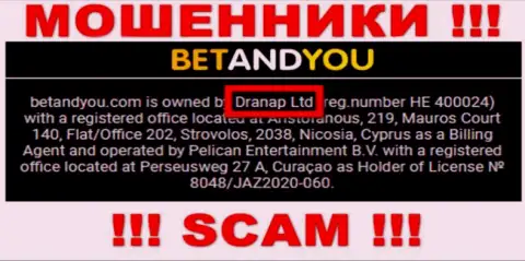 Жулики Бетанд Ю не скрыли свое юридическое лицо - это Dranap Ltd