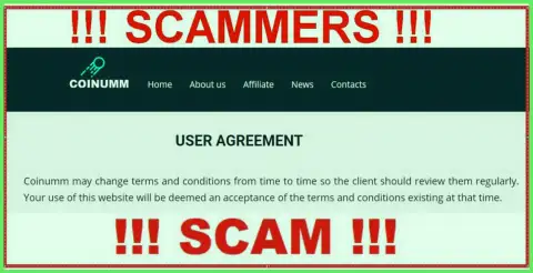 Coinumm Com Scammers can change their client agreement at any time