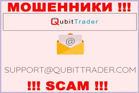 Электронная почта мошенников Qubit Trader, показанная на их web-портале, не надо связываться, все равно облапошат