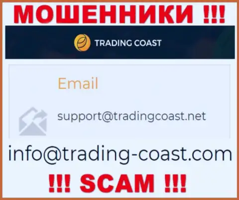 По различным вопросам к интернет махинаторам TradingCoast, можно написать им на электронную почту