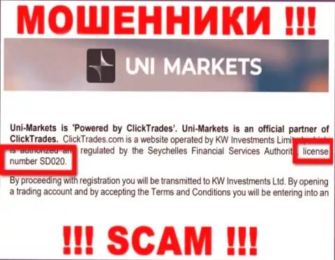 Осторожнее, UNI Markets выманивают вложенные денежные средства, хоть и опубликовали лицензию на сайте