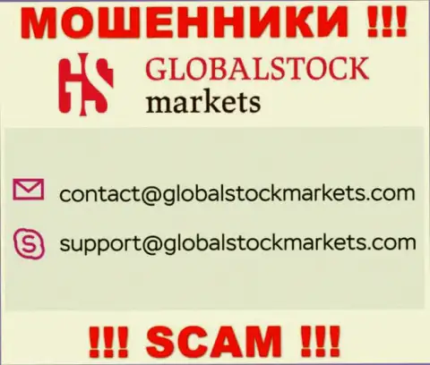 Связаться с мошенниками ГлобалСтокМаркетс Орг возможно по этому электронному адресу (информация взята с их веб-сервиса)