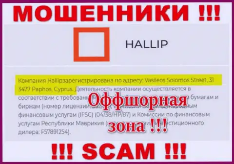 Постарайтесь держаться как можно дальше от оффшорных internet ворюг Hallip Com !!! Их адрес - Vasileos Solomos Street, 31 3477 Paphos, Cyprus