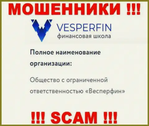Сведения про юридическое лицо кидал ВесперФин - ООО Весперфин, не сохранит вас от их загребущих рук