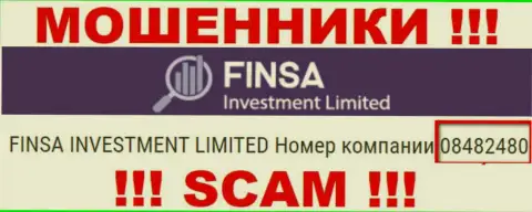 Как указано на официальном сайте мошенников Финса: 08482480 - это их номер регистрации