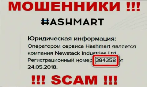 HashMart - это РАЗВОДИЛЫ, номер регистрации (384358 от 24.05.2018) тому не помеха