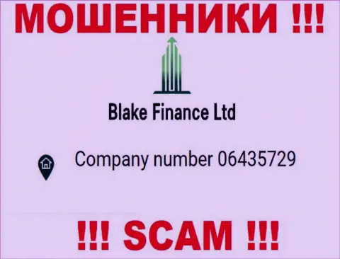 Номер регистрации очередных мошенников всемирной интернет паутины компании Blake Finance - 06435729