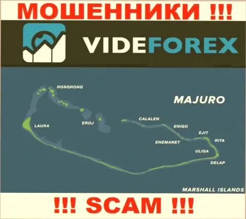 Компания VideForex зарегистрирована очень далеко от своих клиентов на территории Majuro, Marshall Islands