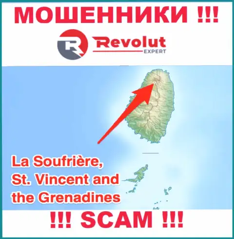 Компания Револют Эксперт это мошенники, базируются на территории St. Vincent and the Grenadines, а это офшорная зона
