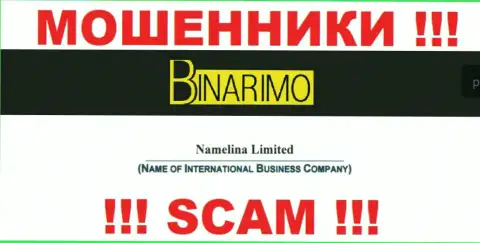 Юр. лицом Бинаримо является - Namelina Limited