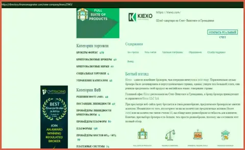 Обзор об условиях для торговли Форекс дилинговой компании Киексо, представленный на сайте директори финансмагнатес Ком