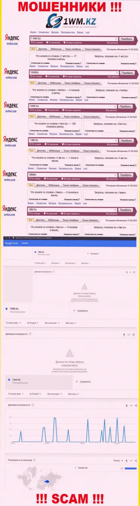 Подробный анализ интернет-запросов по жульнической компании 1WM Kz