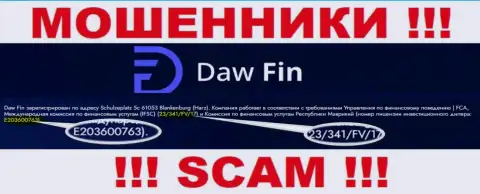 Номер лицензии DawFin Com, на их веб-ресурсе, не сможет помочь уберечь Ваши финансовые активы от кражи
