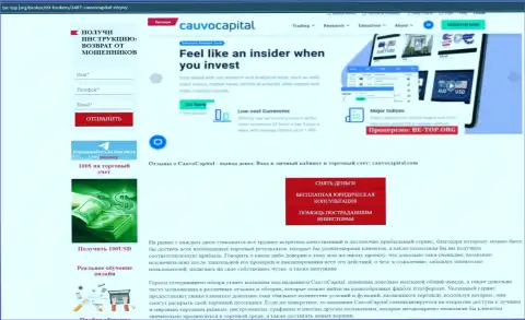 Обзорный материал об условиях спекулирования дилинговой организации CauvoCapital на интернет-ресурсе Би-Топ Орг