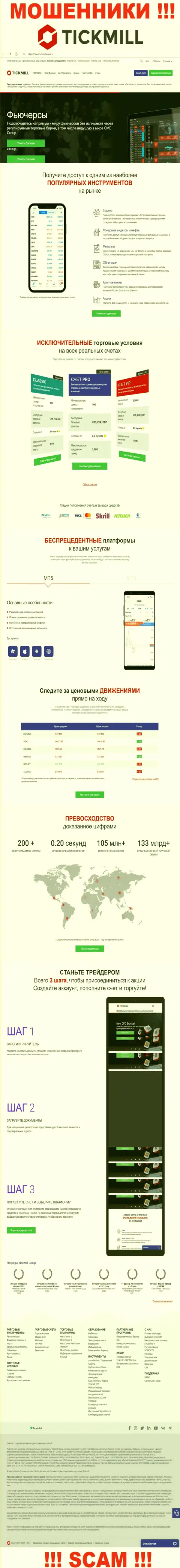 Вид официального сайта незаконно действующей конторы Тикмилл