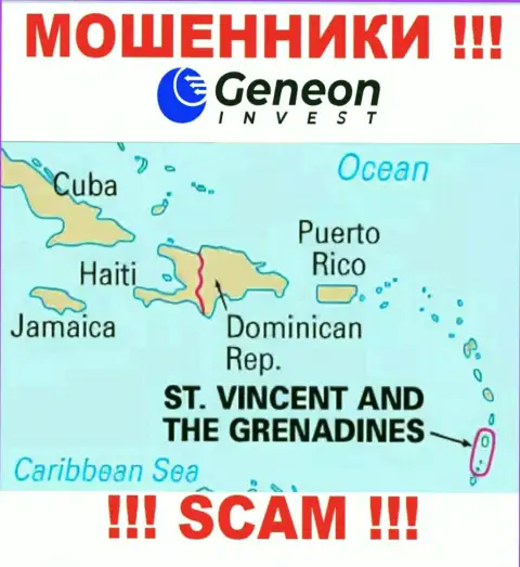 GeneonInvest имеют регистрацию на территории - St. Vincent and the Grenadines, остерегайтесь совместного сотрудничества с ними