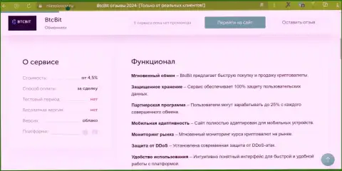 Условия обмена криптовалютного обменного онлайн-пункта БТЦ Бит в обзорной статье на сайте никсоколов ру